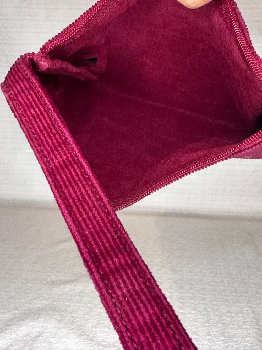 Lancôme Corduroy Cosmetic Bag Mini Purse Burgundy Velvet Makeup Bag 90s Y2K